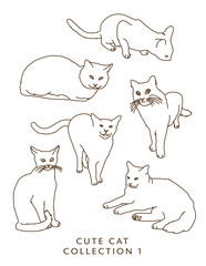 Cute Cat Illustration Outlines! Collection 1