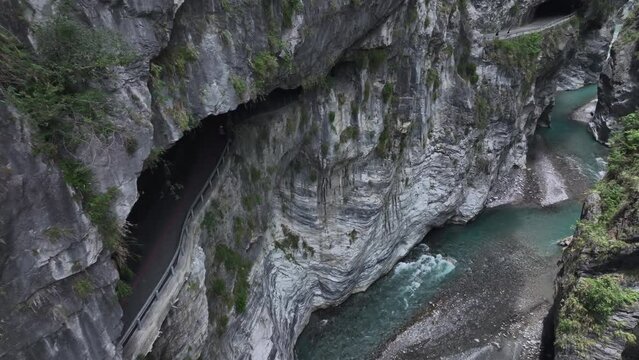 Famous Gorge In Taroko National Park, Hualien, Taiwan, Aerial View