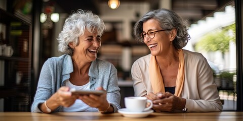 Senior Women s Cozy Coffee Time, Generative AI