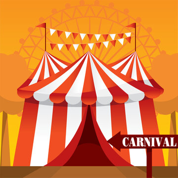 Isolated carnival tent Amusement park Vector