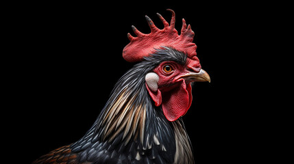 Fototapeta premium rooster closeup with dark background generative ai