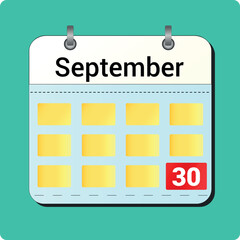 day on the calendar, vector image format, September 30