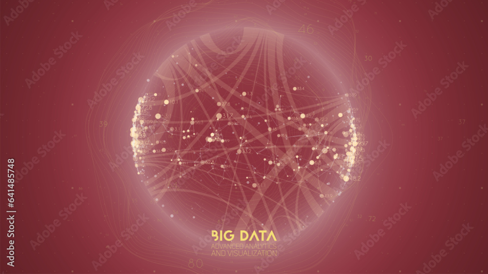 Aufkleber Big data visualization. Futuristic infographic. Information aesthetic design. Visual data complexity. Complex data threads graphic visualization. Abstract data graph.