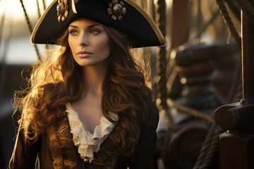 Obraz premium a woman in a pirate garment