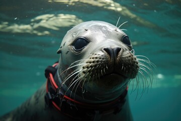 a seal with whiskers underwater