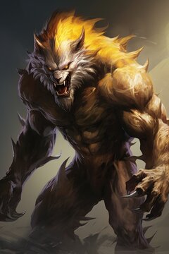 A Digital Art Of A Werewolf