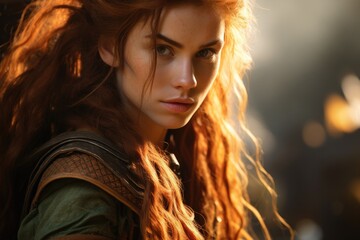 a woman with red hair