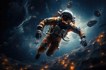 Fototapeta na wymiar an astronaut floating in space
