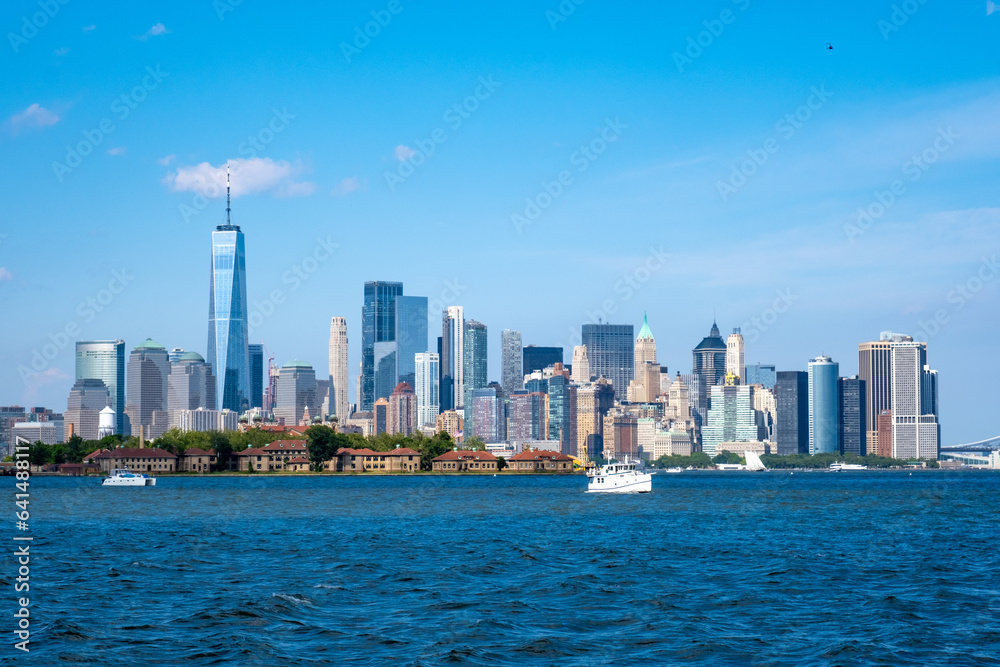 Sticker Manhattan skyline viewed from Liberty State Park in summer