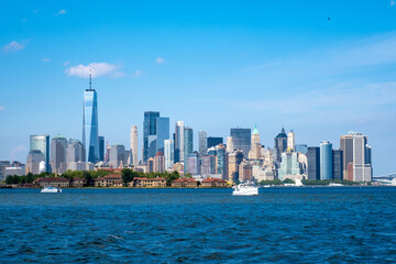 Fototapeta na wymiar Manhattan skyline viewed from Liberty State Park in summer