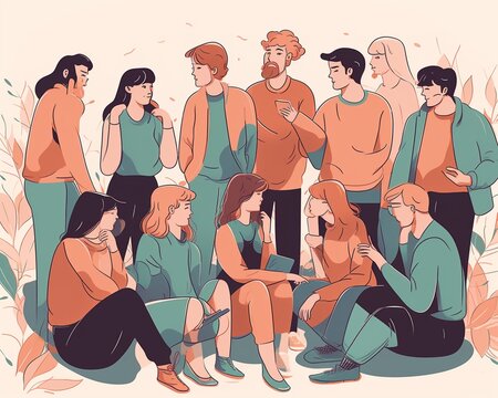 Illustration of a group of people having a discussion