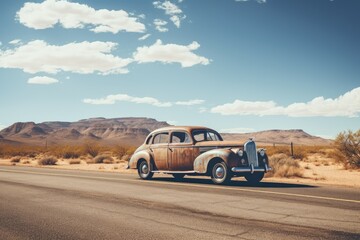 Fototapeta na wymiar an old car on the road