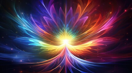 Obraz premium a colorful flower with a light shining through it