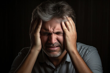 Man is suffering from severe headache