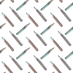 Fototapeta premium Old pencils. Watercolor illustration. Seamless pattern for your design