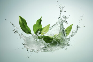 Naklejka na ściany i meble Background water leaf nature green liquid plant
