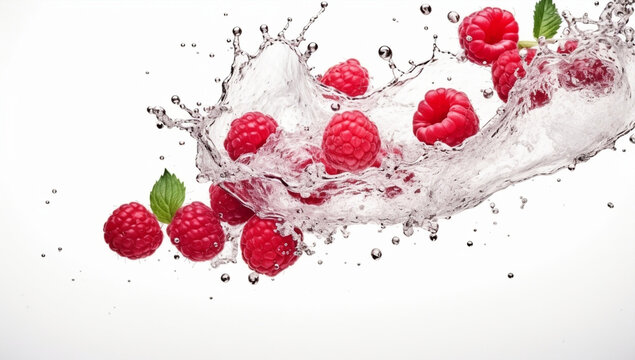 Drop refreshing red liquid strawberry healthy food water bubble fresh splashing fruit freshness