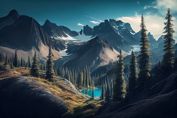 Foto op Plexiglas Captivating Mountain Range Vista: A Breathtaking Display of Nature's Majesty © Taiga NYC