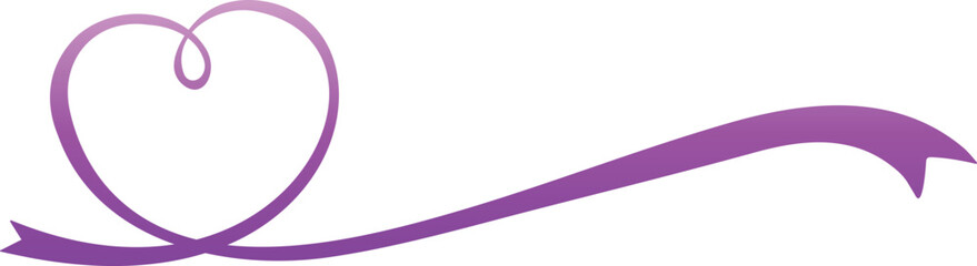 Fototapeta na wymiar リボンで作られた紫色のハートフレーム