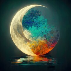 Spiritual Moon: An Abstract and Zen Depiction in 8K Resolution