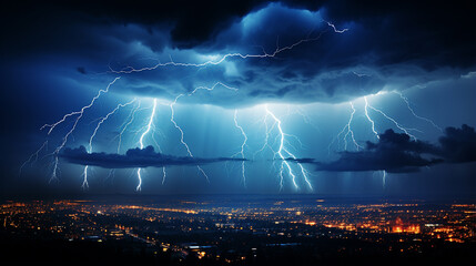 Naklejka na ściany i meble lightning in the city HD 8K wallpaper Stock Photographic Image