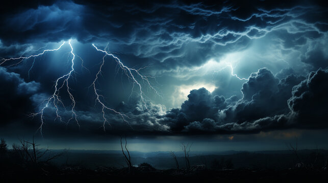 lightning in the sea HD 8K wallpaper Stock Photographic Image