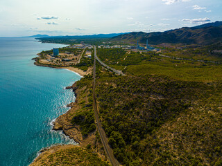 Aerial view of Central Nuclear Vandellòs station near Tarragona in Spain
