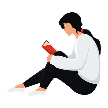 Happy woman reading a book Hygge lifestyle Vector