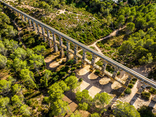 Fototapeta premium The Ferreres Aqueduct, also known as the Pont del Diable, is an ancient Roman bridge in Tarragona in Catalonia, Spain