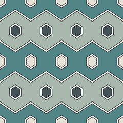 Modern zigzag  pattern. Repeated hexagon ornament. Contemporary geometric background. Seamless surface abstract design. Geo wallpaper. Ethnic digital paper, textile print. Vector illustration