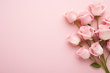 Bunch of pink roses on pink background. Can be used for romantic occasions or floral designs.