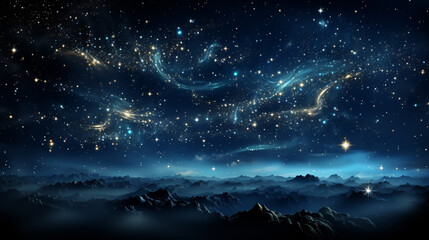 starry night sky HD 8K wallpaper Stock Photographic Image - obrazy, fototapety, plakaty