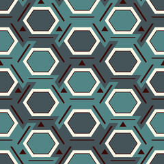 Contemporary honeycomb geometric pattern. Repeated hexagon ornament. Modern mosaic tiles. Seamless surface print