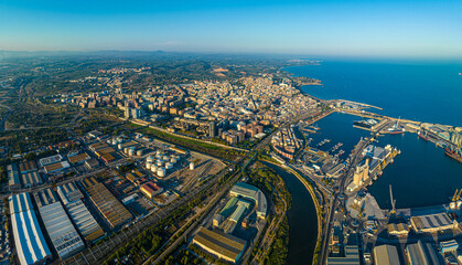 Aerial voew of the port of Tarragona, (Port de Tarragona), one of the largest seaports of Spain