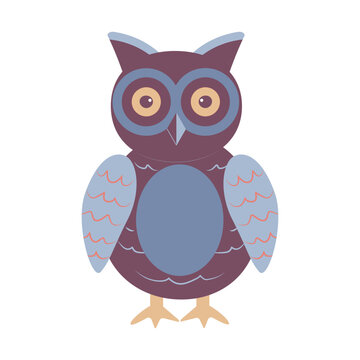 Childrens toy for boys and girls owl. For the design of postcards, packaging. Vector illustration.