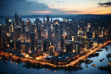 Fototapeta na wymiar 俯瞰した都市風景,Generative AI AI画像