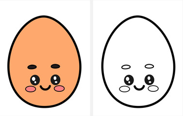Cute cartoon egg coloring page for kids.