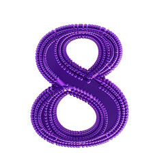 Small spheres on the dark purple symbol. number 8