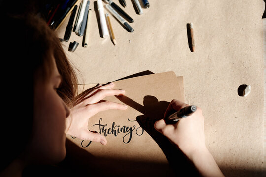 Hand lettering practice in studio