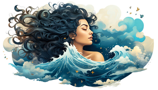 Elegant Mermaid Illustrations and Clipart, Vibrant Mermaid Vectors and Female Illustrations