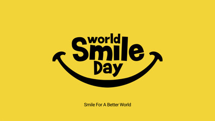 Simple World Smile Day Logo Typography With Smiling Line Illustration