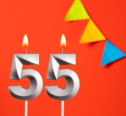 Birthday card - Number 55 candle in orange background