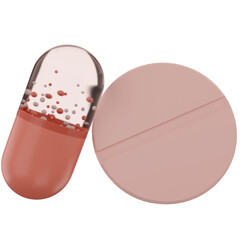 Pills 3D render isolated background