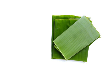 Banana leaves on white background.