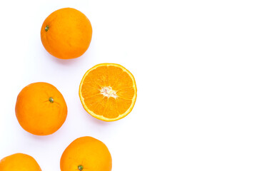 Orange fruit on white background.