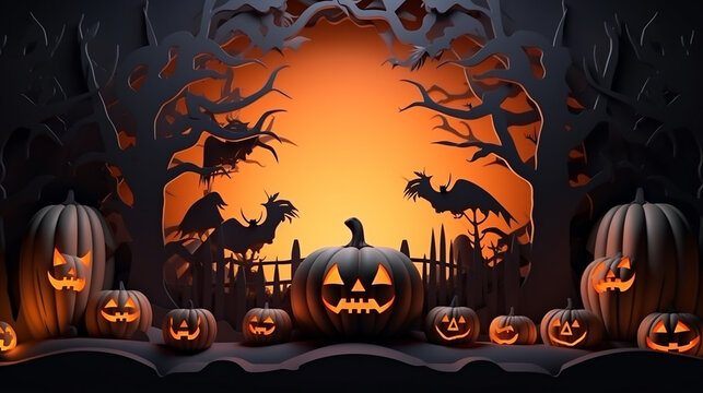 Halloween 3d rendered Luxury background with pumpkin vibe