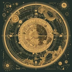 Foto op Canvas astrology constellations circle map graphic style with zodiac sign © Wipada