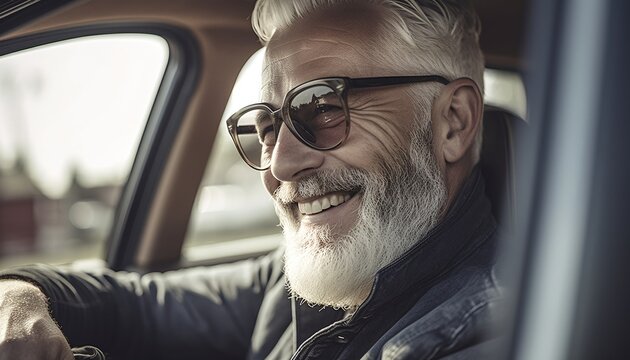 An elderly male driver, generative ai
