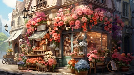 Fototapeta premium Flower store, generative ai