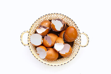 Egg shell on white background.